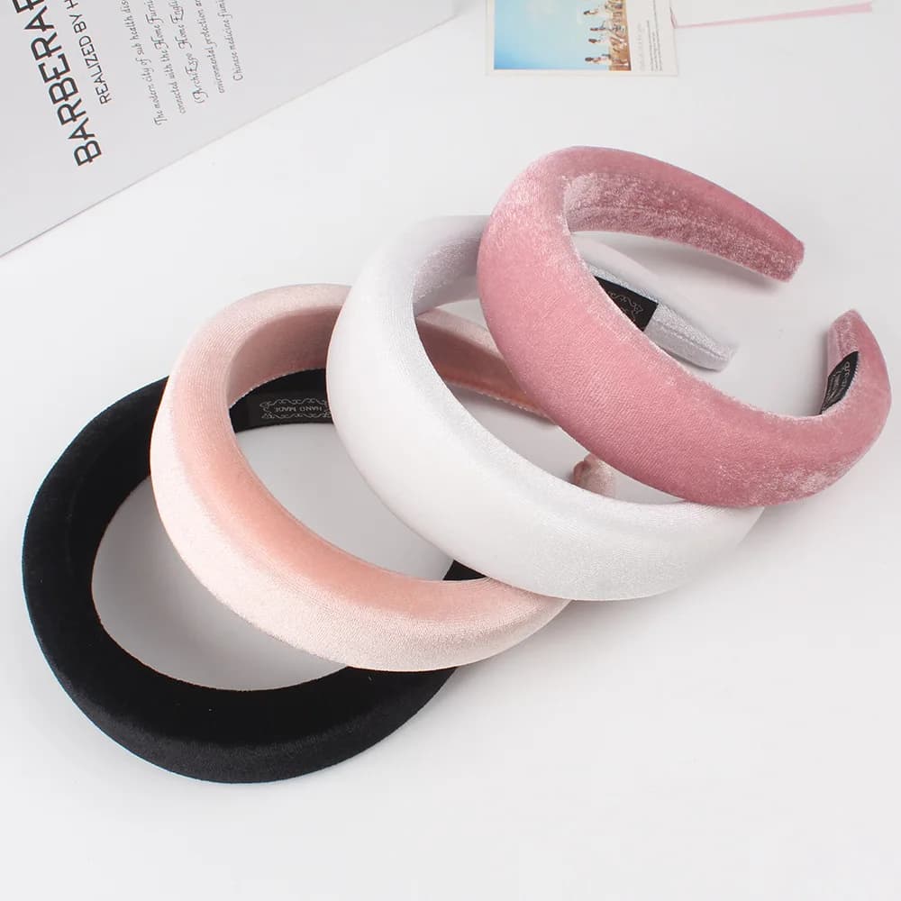 Velluto di spessore Fasce Dei Capelli Della Fascia Per Le Donne Accessori Per Capelli di Plastica Imbottito Hairbands Retro Copricapi Confortevole Testa Del Cerchio 4 CENTIMETRI