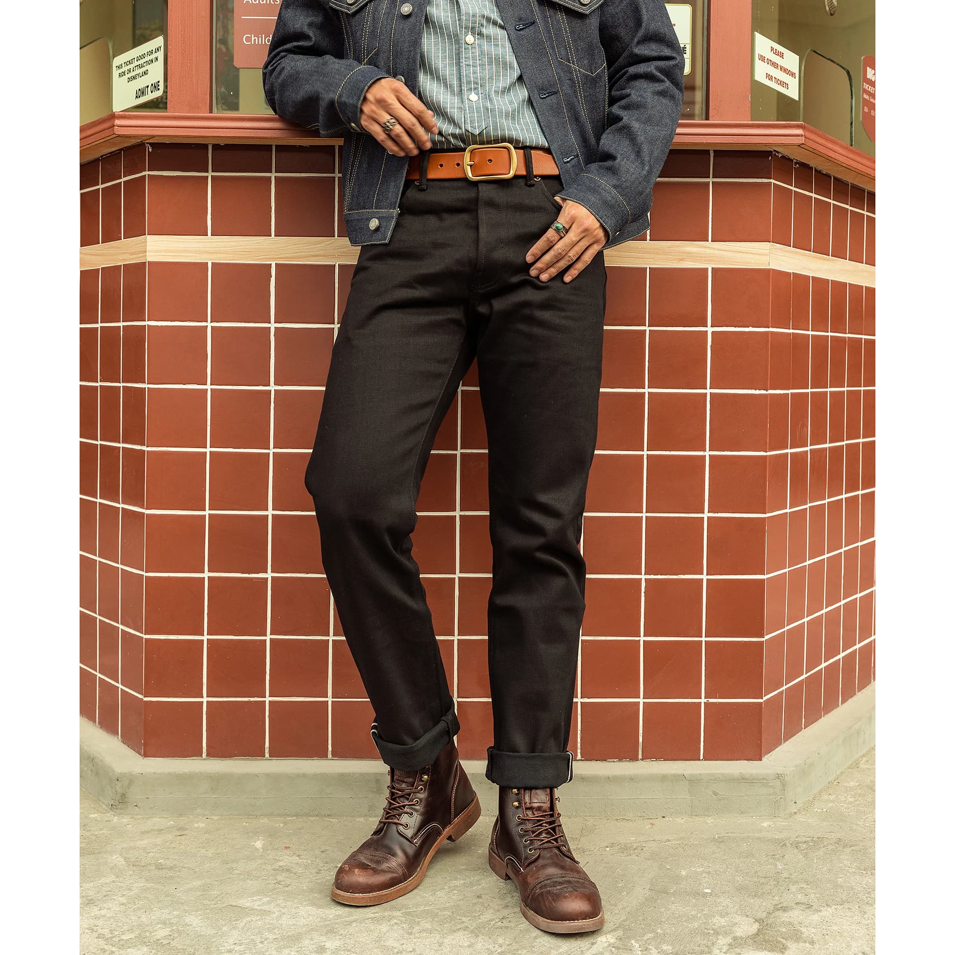 511xx-0006 Red Tornado Indigo Selvage Unwashed Slim Pants Unsanforised Raw Denim Jean 14.5oz 2 Colours