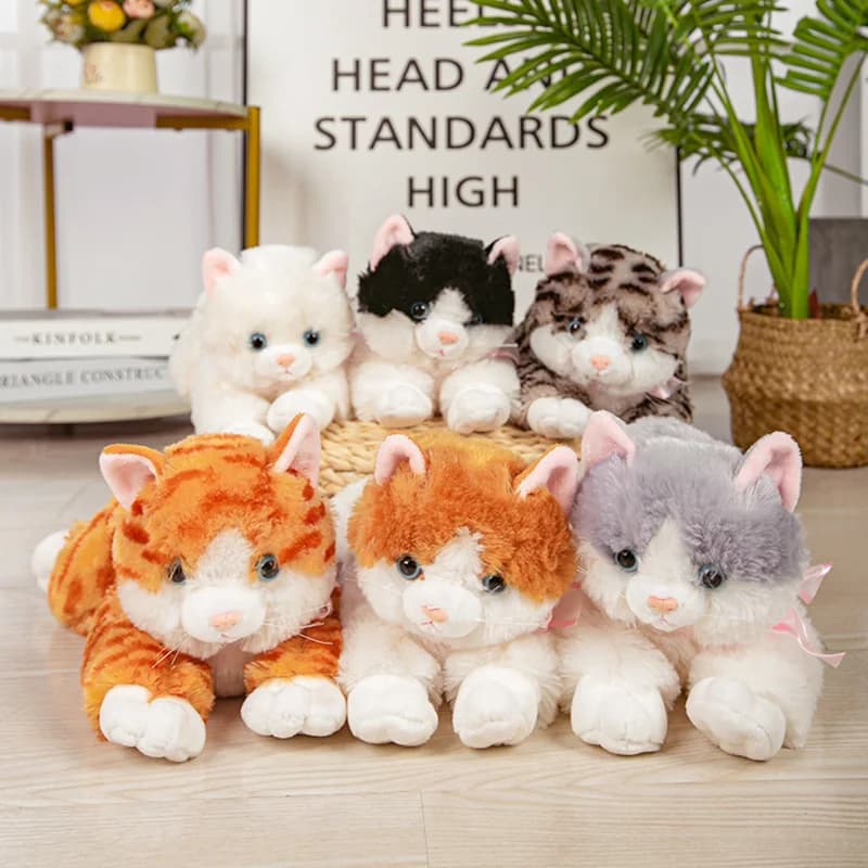 Giocattoli di peluche Simulazione Gatto Bambola Giocattolo per bambini Modello Gatto finto Realista Peluche Suono Gatto Bambola Regalo di compleanno Regali per bambini
