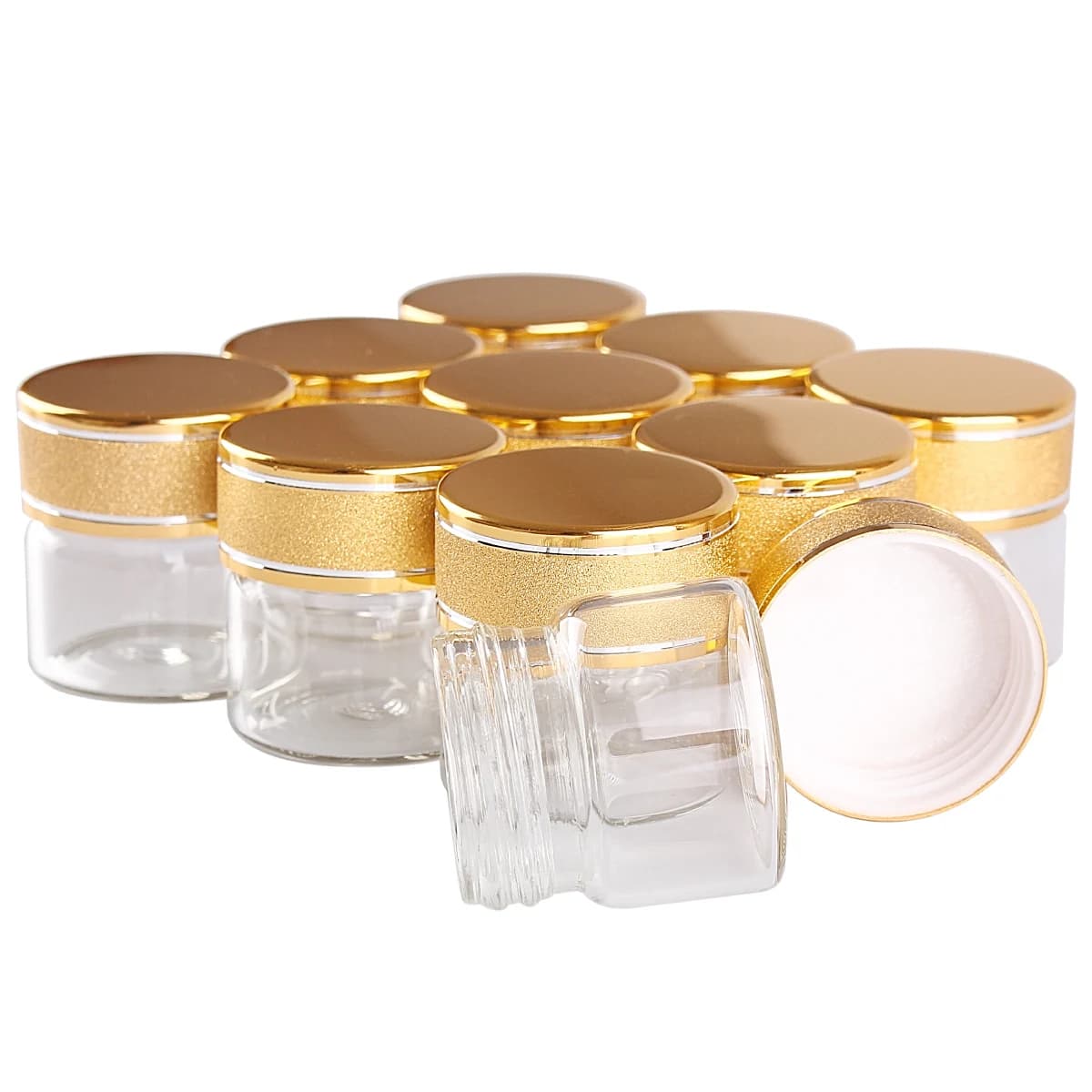 24 pezzi 10ml 30*30mm bottiglie di vetro con tappi glassati dorati bottiglia di profumo in vetro trasparente bottiglie di spezie vasetti di spezie