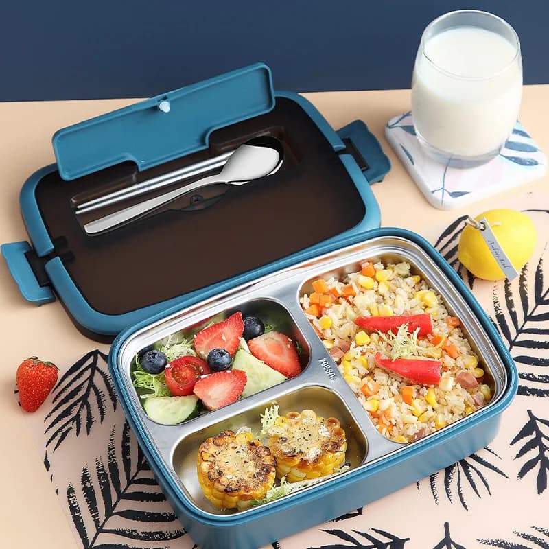 Bento box a prova di perdite contenitore per alimenti per preparazione di pasti in stile giapponese contenitore per pranzo termico portatile in acciaio inossidabile 304 per bambini
