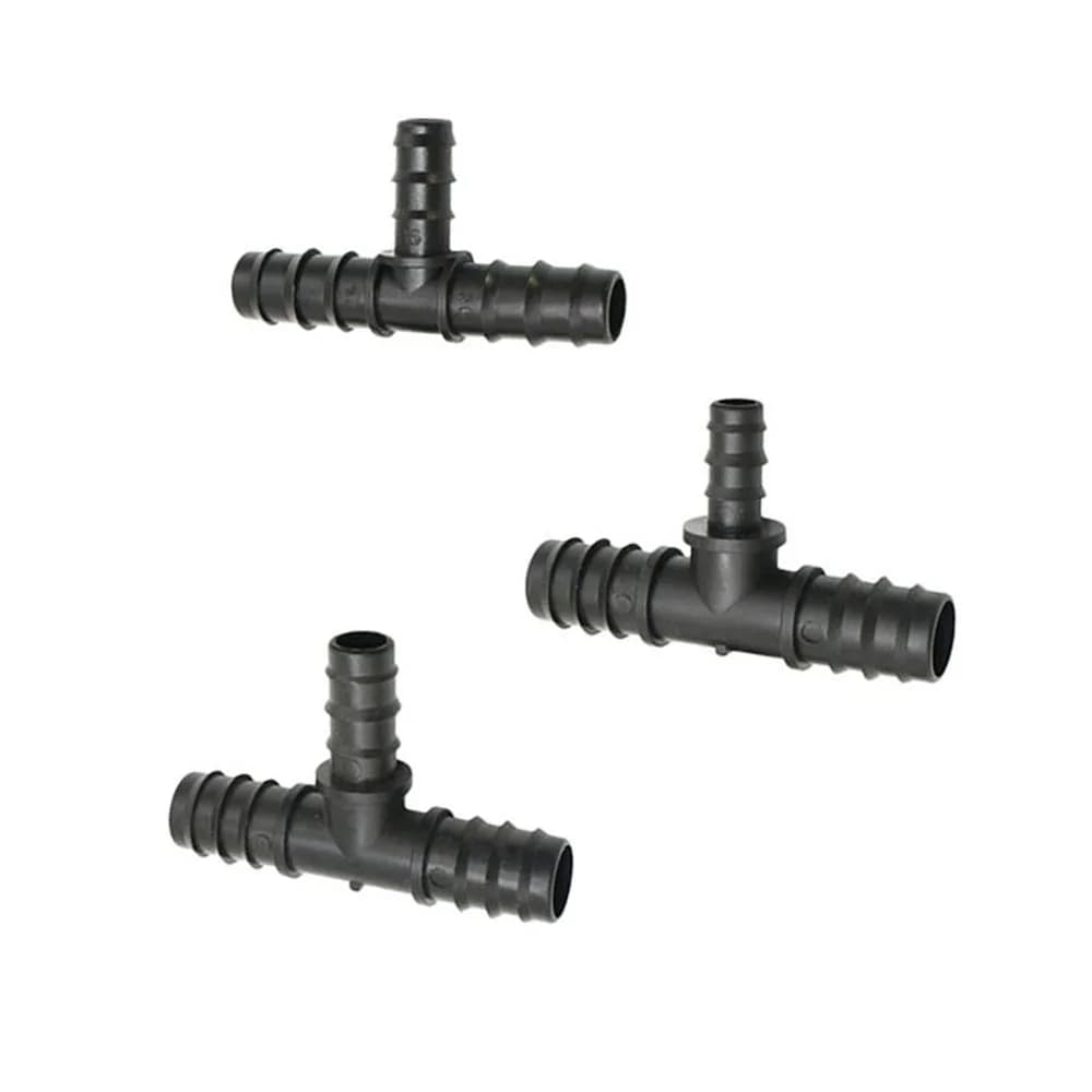 Tubo flessibile in PE da giardino 25mm/20mm/16mm Riducendo connettori a T 3/4 1/2 Tubo flessibile per acqua Splitter Raccordi per irrigazione da giardino 2 pezzi