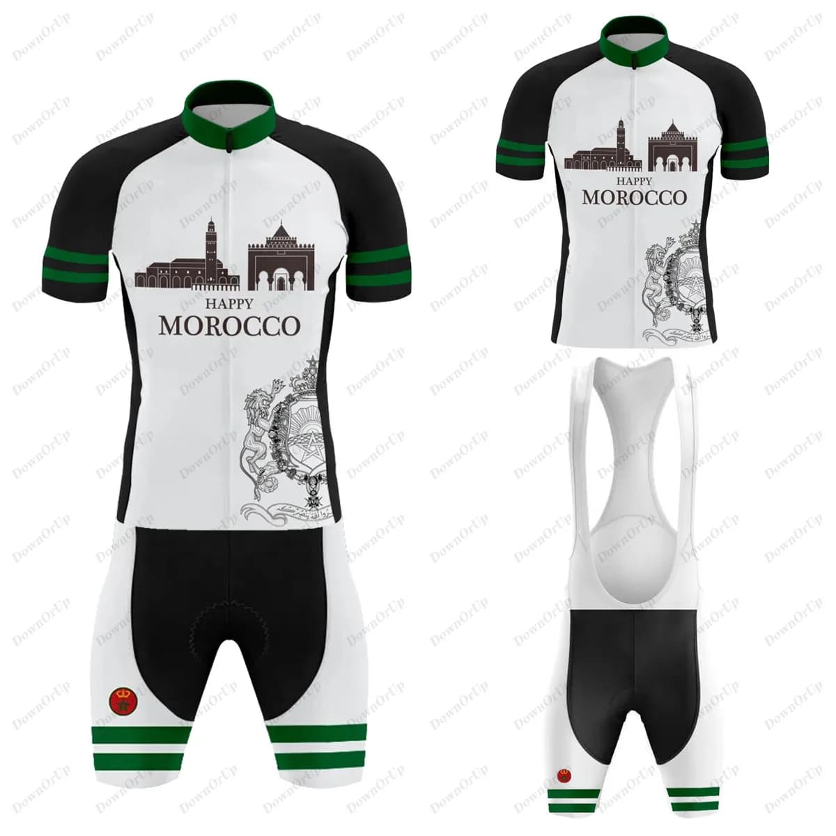Cycling sweater Morocco Men's set Short sleeves Mountain bike clothing kit Shorts with suspenders Breathable gel cushion Quick drying