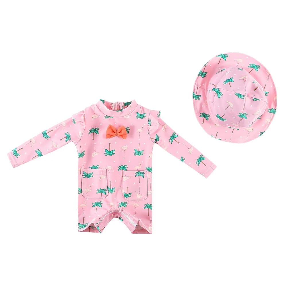Children's full swimsuit Children's swimsuit Hinge on horse with hats UPF50 + Kids' swimsuit for girls
