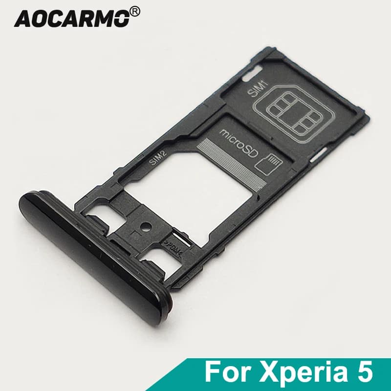 Aocarmo per Sony Xperia 5 / X5 / J8210 J9210 - Vassoio porta SIM singolo/doppio e lettore di schede MicroSD di ricambio