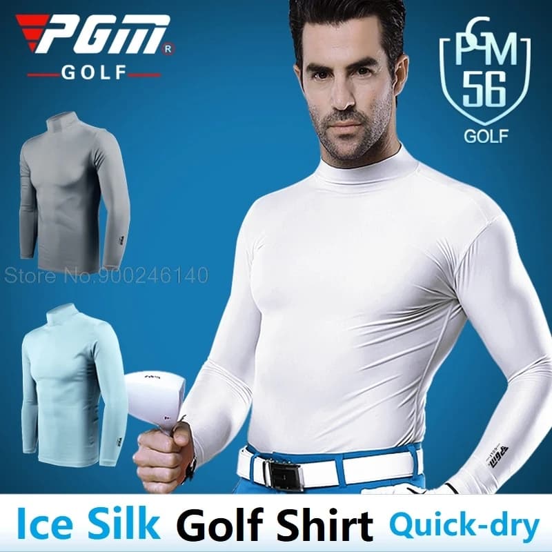 Pgm Summer Men Golf Ice Silk Shirts top con protezione solare a maniche lunghe traspirante Quick Dry stretto Muscle Underwear Cooling Training Tee