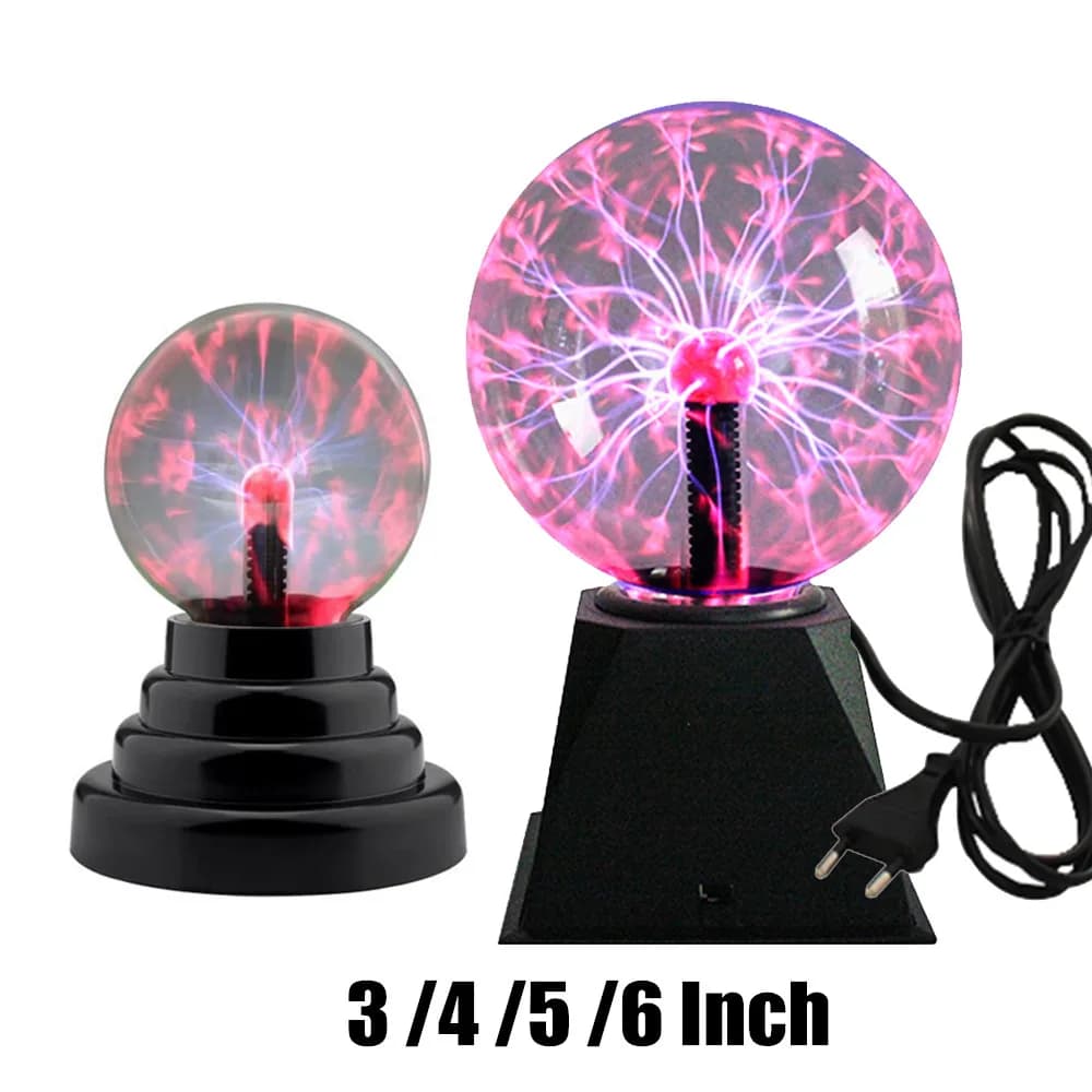 Novità Lampada a sfera magica al plasma in vetro 3 4 5 6 pollici USB/alimentata a batteria Lampada da notte al plasma magica Lampada da tavolo