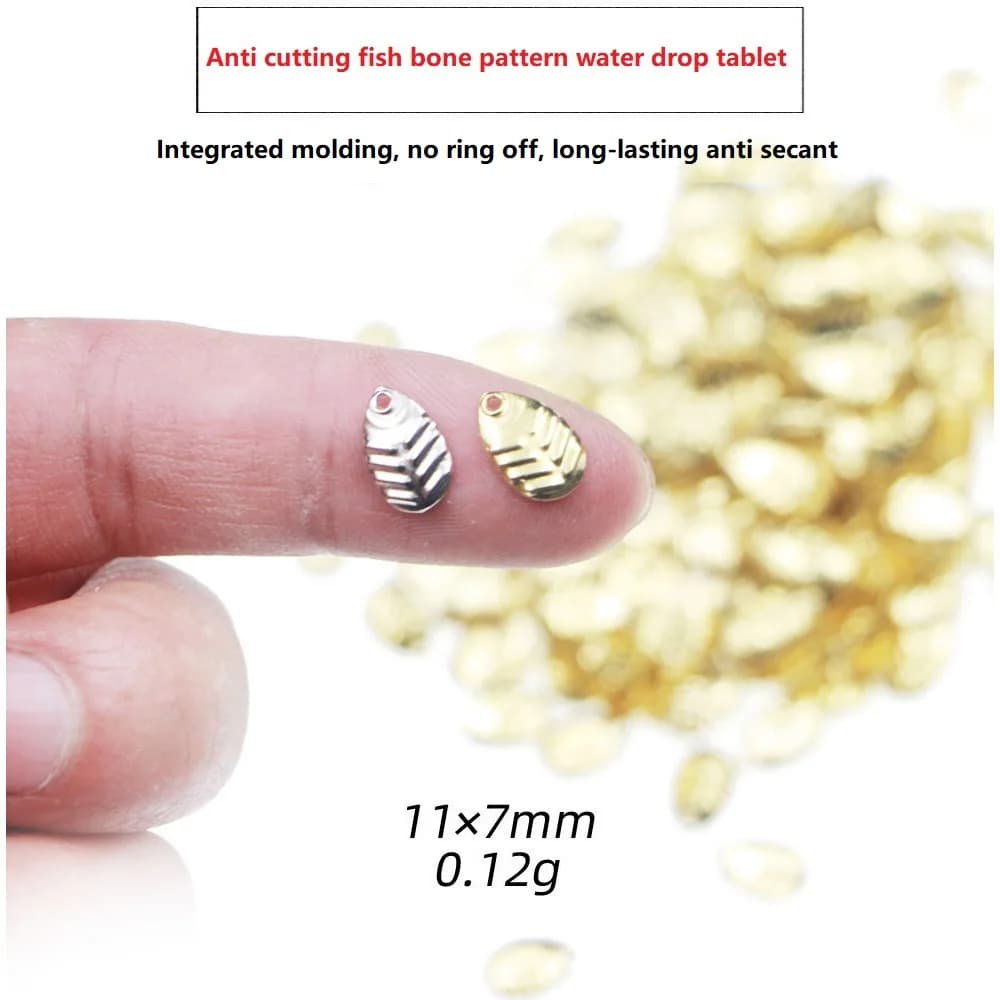 50 Pz/Lot FAI FROM TE Fishing Spinner Paillettes Esca Esche Makou Water Drop Tablet Line Anti-Centry Metal Noise Cucchiaio Accessories