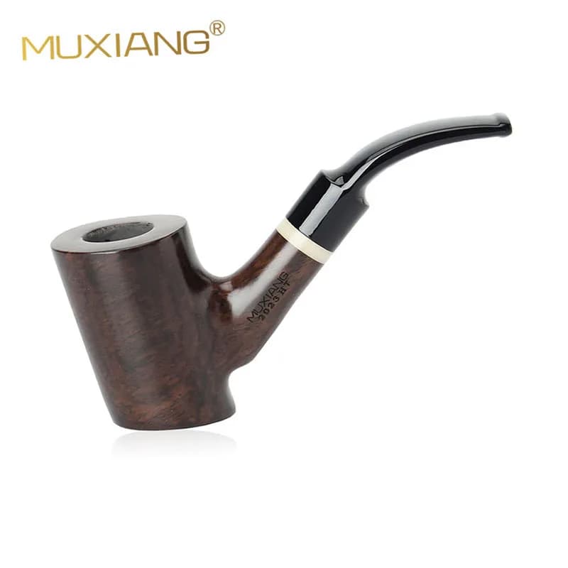 MUXIANG Handmade Hammer Shape Ebony Wood Tobacco Pipe Set Support 9mm Filter Free 10Pcs Smoking Pipe Cleaning Tools