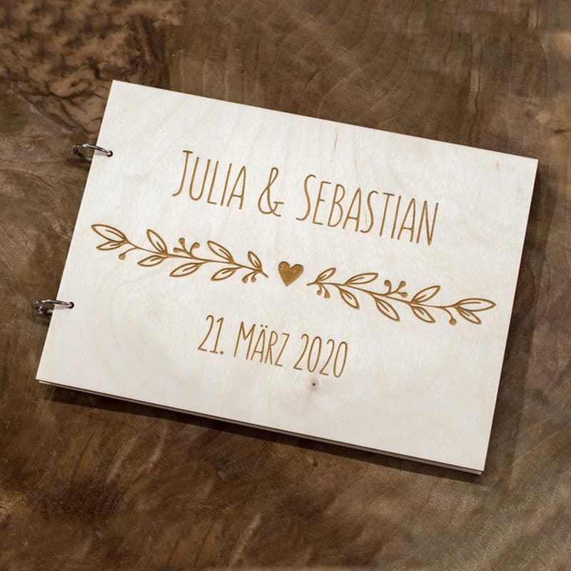 Custom Wooden Wedding Guest Book, Rustic Laser Engraved Album, Wedding Gifts for Wedding Celebrations for Guests