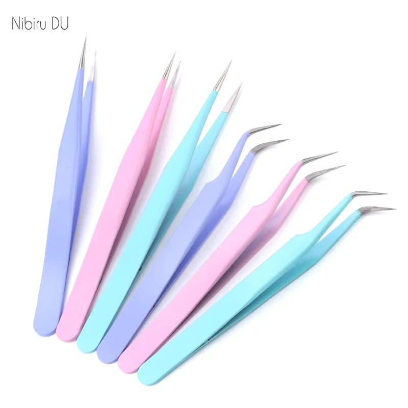 Pinzette per unghie color caramello Adesivi con strass Strumento per la raccolta del gancio dritto Rimozione della pelle morta Strumenti per nail art per il trucco
