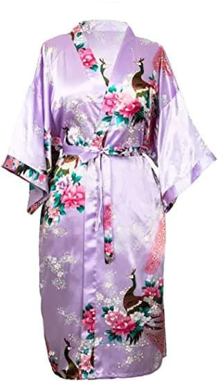 Sexy Mini abito da donna in seta Rayon Kimono Yukata abito da notte abito fiore e pavone abito pigiama Batas De Seda Peignoir Kimono Robe