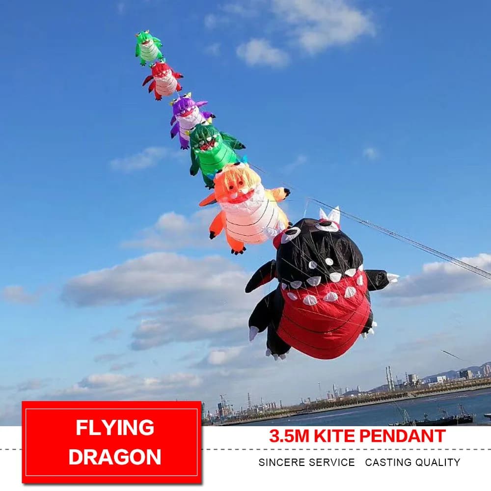 HFLY nuovo arrivo Flying Dragon 3.5m kite pendant line lavanderia morbido nylon ripstop gonfiabile