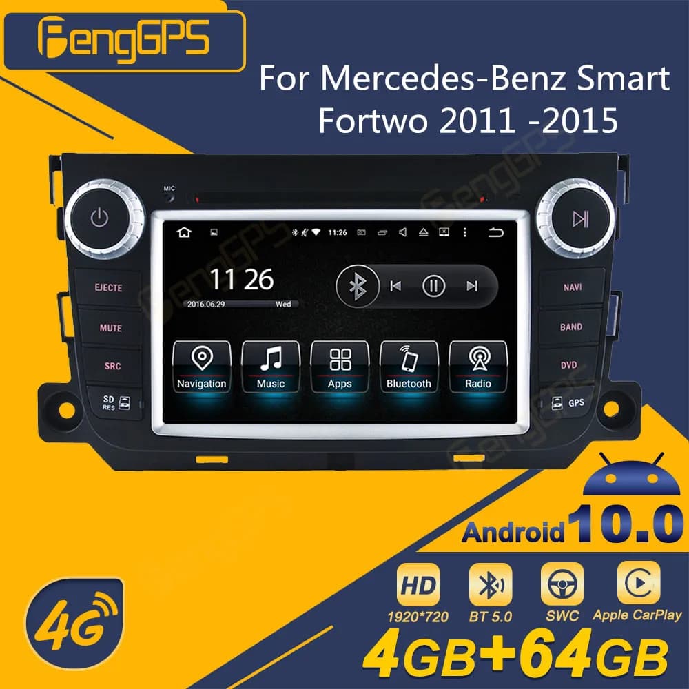 Per mercedes-benz Smart Fortwo 2011 -2015 Autoradio Android 2 Din ricevitore Stereo Autoradio Multimedia lettore DVD navigazione GPS