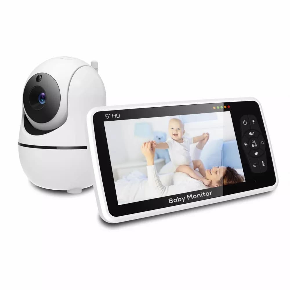 Nuovo Baby Monitor Video da 5 pollici con fotocamera e Audio, Zoom 4X, batteria da 22 ore, intervallo di 1000 piedi sensore di temperatura a 2 vie ninna nanna