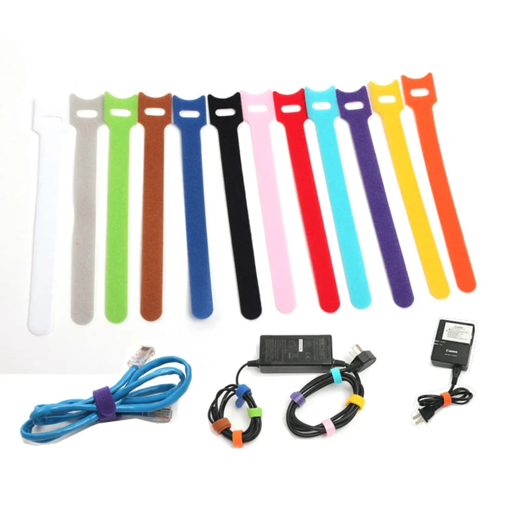 20 pz 15/20cm multiuso fissaggio cinghie per cavi nastro fascette per cavi riutilizzabili strisce ad anello gancio fascette per cavi Organizer per cavi avvolgimenti per cavi