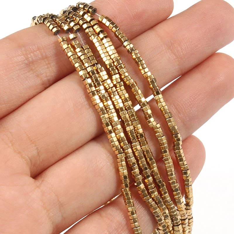 Perline di ematite placcatura in oro naturale Ritenzione del colore Perline distanziatrici rondelle sciolte per la creazione di gioielli Collana di braccialetti regalo fai da te
