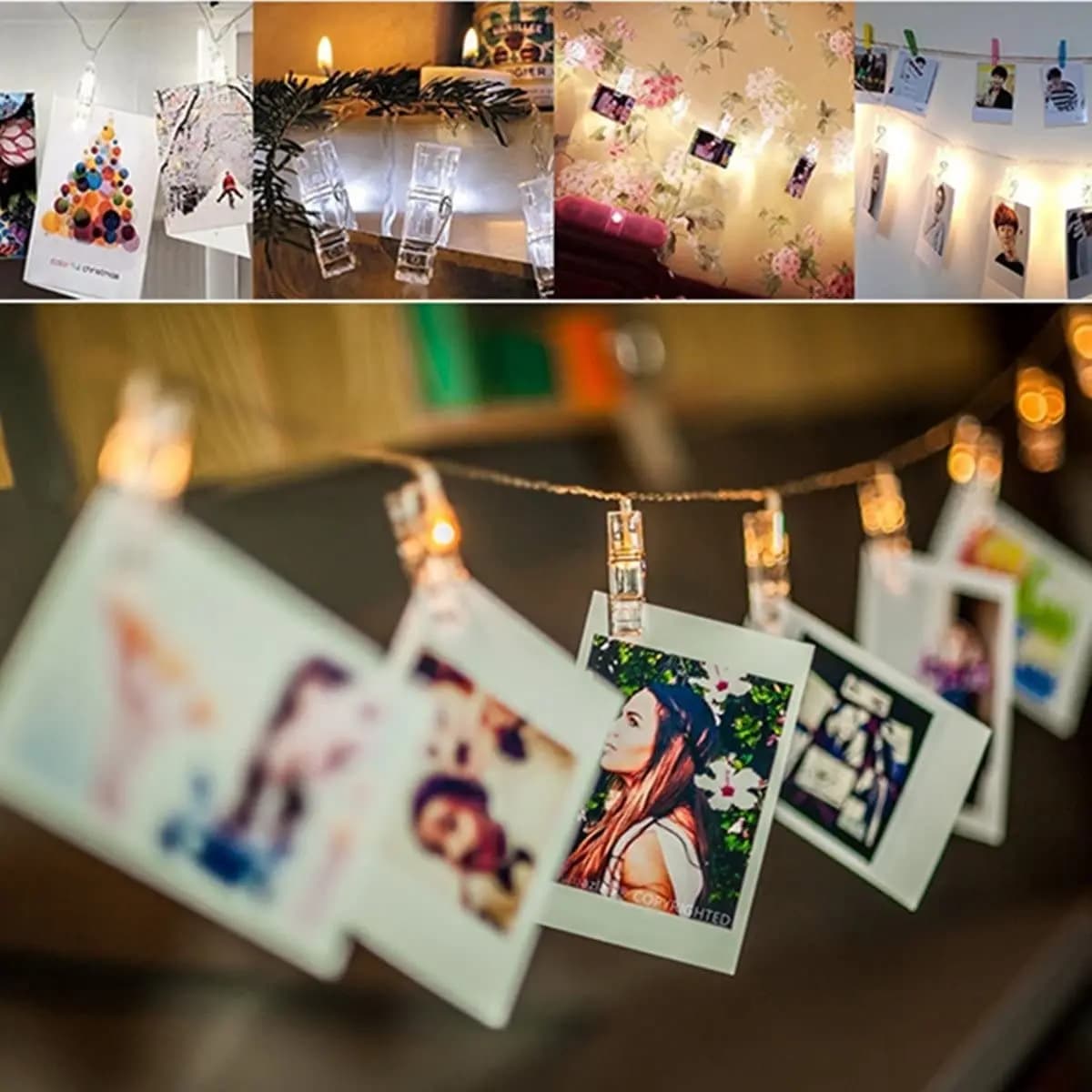 Led Photo Clip String Lights Fairy Twinkle String Lights festa di nozze decorazioni per la casa luci per appendere foto carte opere d'arte bianco