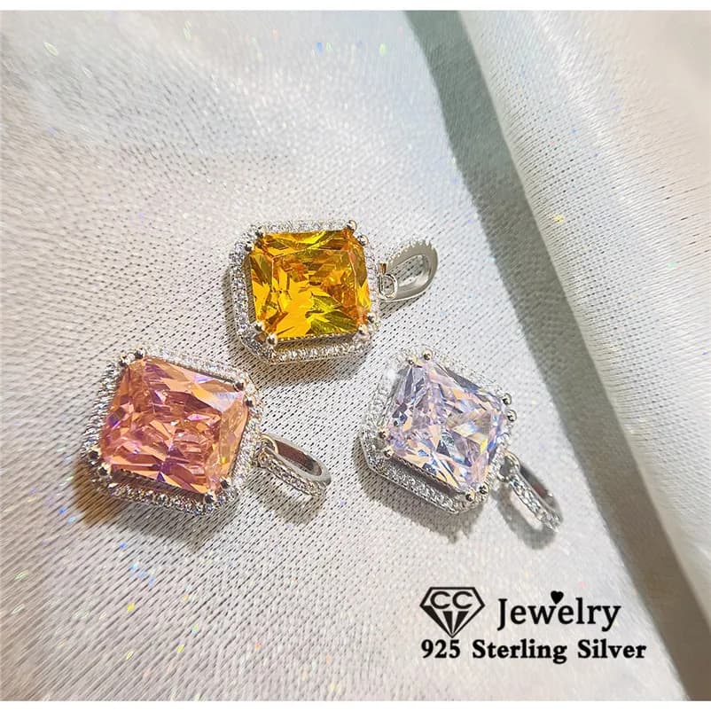 Ciondoli CC per donna senza catena Cubic Zirconia rosa giallo bianco collana Pandent Wedding Fine Jewelry CCN288
