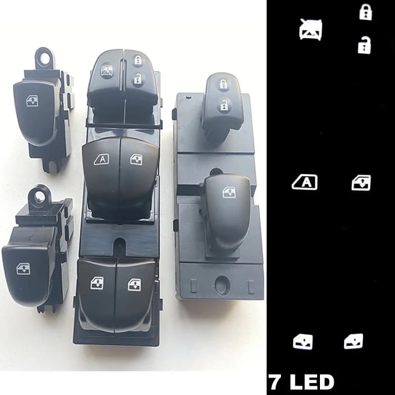 Nuovo interruttore alzacristallo elettrico di avviamento con luce bianca per Renault Kadjar 2015 2016 2017 2018 tutte le 7 luci a led saranno on