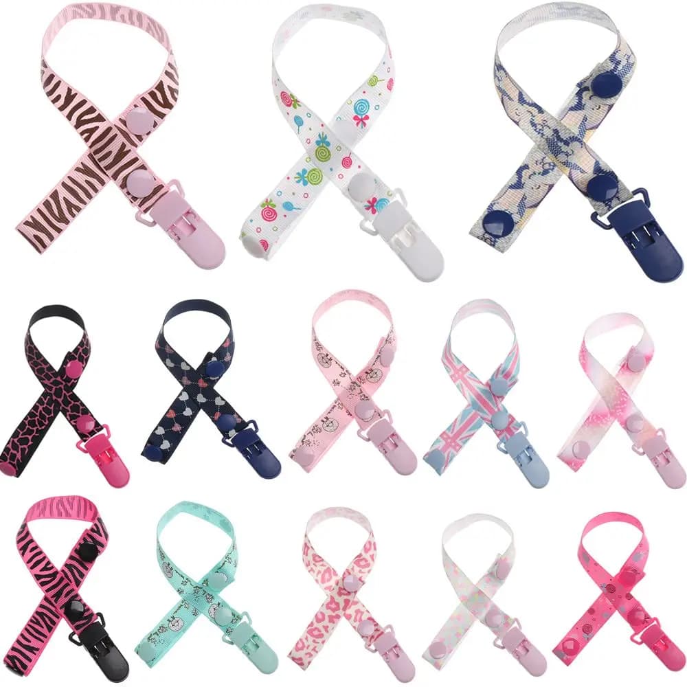Clip per ciuccio per succhietto supporto per capezzolo con cinturino per guinzaglio per alimentazione infantile Clip per ciuccio per bambini supporto per ciuccio con nastro a catena fittizia