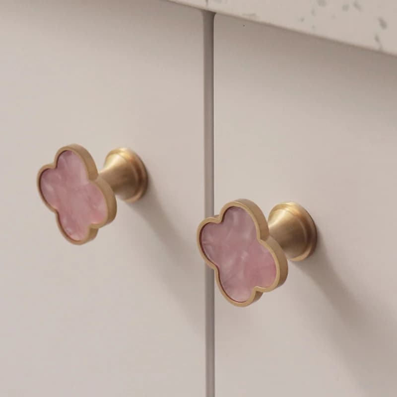 Manopole e maniglie per porte in ottone a forma di quadrifoglio per armadio cassetto porta armadio creativo decorativo maniglia per mobili cassetto