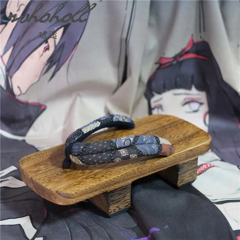 WHOHOLL Japanese Clogs Slippers Wood Geta Summer Slippers For Man Women Couples Platform Flip Flops Samurai Cosplay Shoes 48