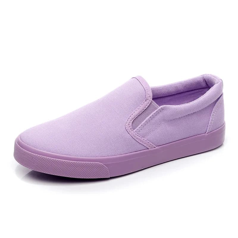 Scarpe vulcanizzate viola chiaro da donna Slip on mocassini Lady Leisure scarpe Casual tacco piatto lavanda Mango giallo 35-46 Sneakers