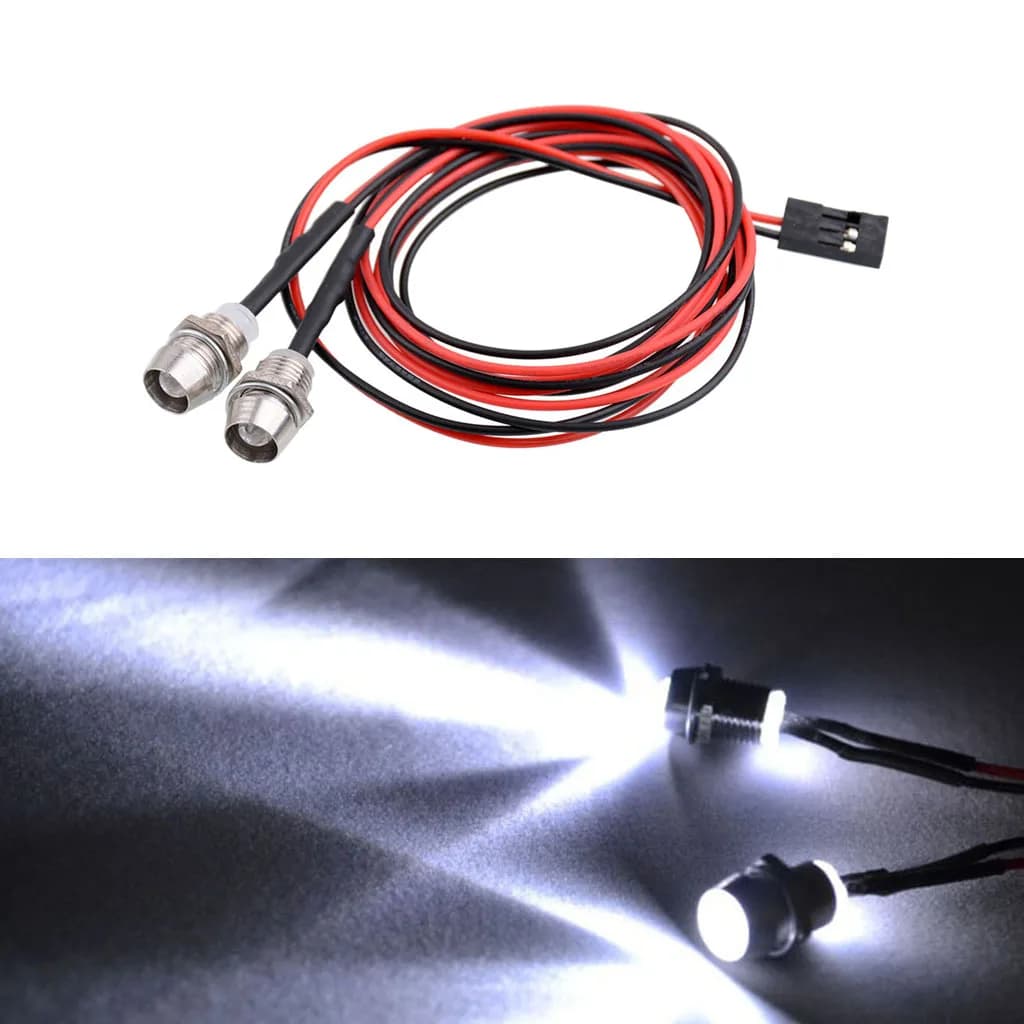 RC Auto Luci 3-9V Set di Luce Del Faro fari Per Il 1/5 1/8 1/10 1/12 1/16 RC Modello di Auto camion Led - 2 Bianco 5 millimetri