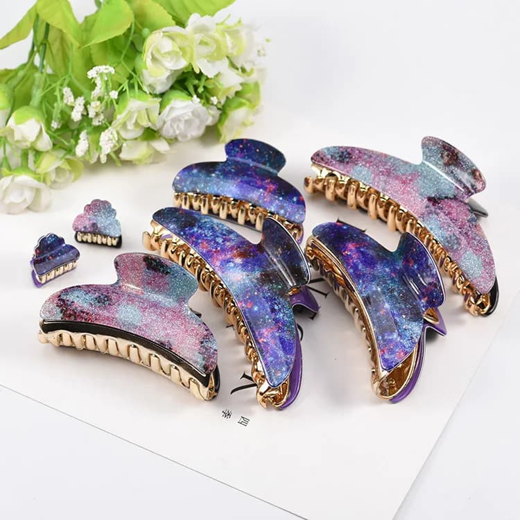 Fashion Large acrylic hair clips Simple star glitter powder ponytail clips Hairpins Barrettes Headband Hair Accessories