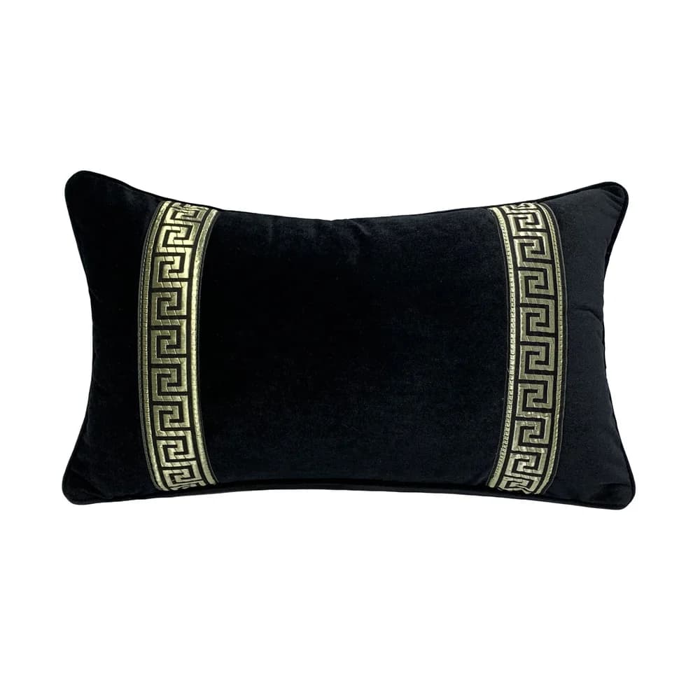 Federa per cuscino in vita in pizzo di velluto nero moda vintage Home Deco Divano Sedia per auto Fodera per cuscino lombare Vend per pezzo 30x50 cm