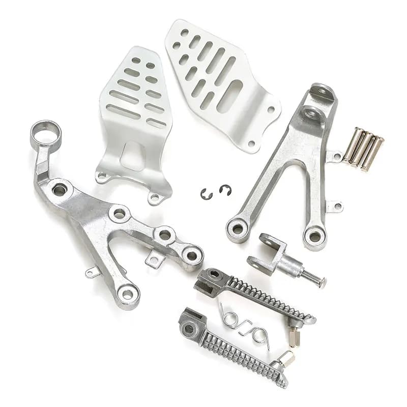 Moto argento/nero pedane anteriori poggiapiedi staffa Set per Yamaha YZF R6 2006-2016 2007 2008 2009 2010 2011 2012 13 14 15