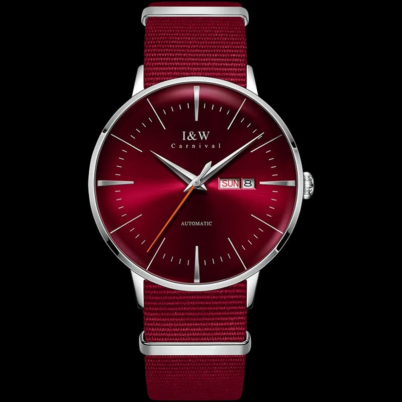 2025 MIYOTA 8215 Men's Automatic watch Luxury brand CARNEVALE Men's Watches Double calendar Sapphire Red Men's mechanical watches
