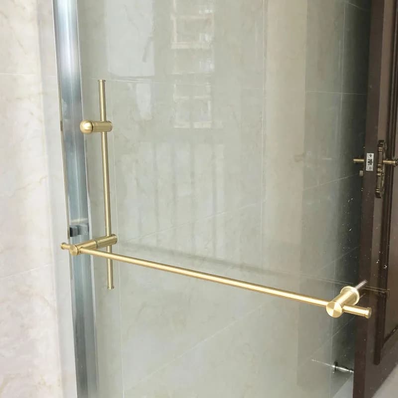 1 paio Maniglia per porta in vetro e ottone Maniglie lunghe per porta in legno Manopole/maniglie per doccia regolabili Hardware per maniglia per porta del bagno nero/oro