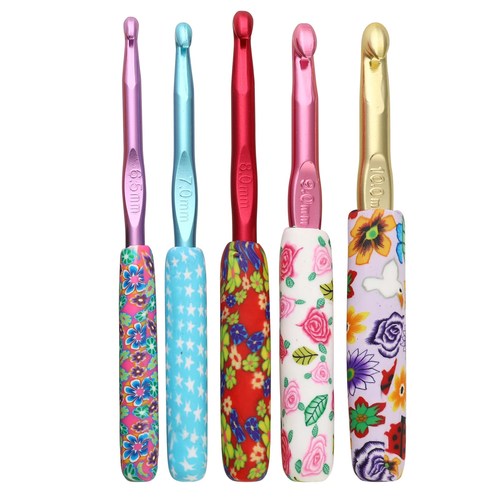 Set di 5 uncinetti colorati in ceramica con manico in allumina, aghi da cucito per tessitura, strumento fatto a mano