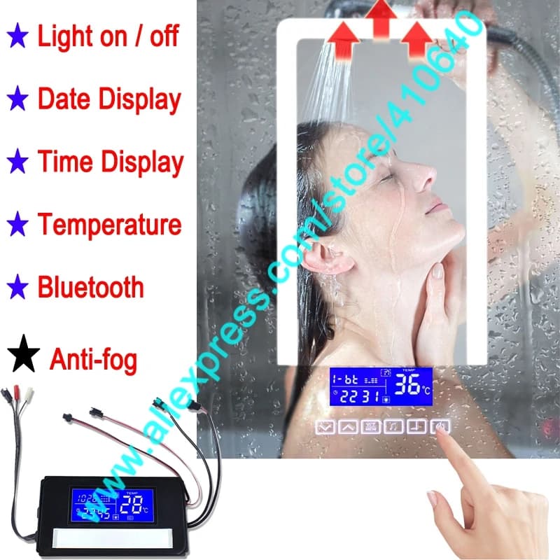 K3015CBF CBH Touch Switch Panel ora data temperatura Anti nebbia per bagno bagno mobiletto LED Light Mirror refurement
