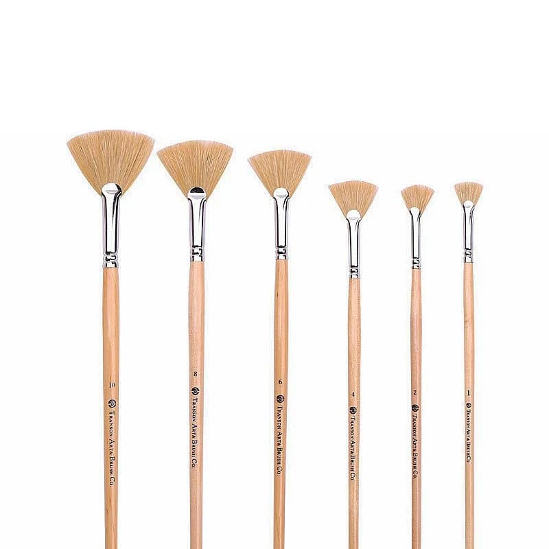 Pennelli a ventaglio in setola penna manico lungo artista professionale olio acrilico Gouache Set di pennelli per pittura forniture d'arte