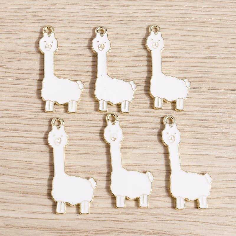 10pcs 15*32mm Animal Charms Cartoon Enamel Alpaca Charms Pendants Fit Necklaces Earrings Keychain DIY Crafts Jewelry Making