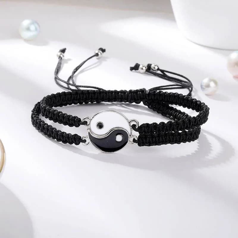 2 pz/paia Ying Yang Coppia Bracciale Tai Chi Gossip Banish Corrispondenza Braslet Fatto A Mano Intrecciato Braclet Regolabile BFF Brazalete