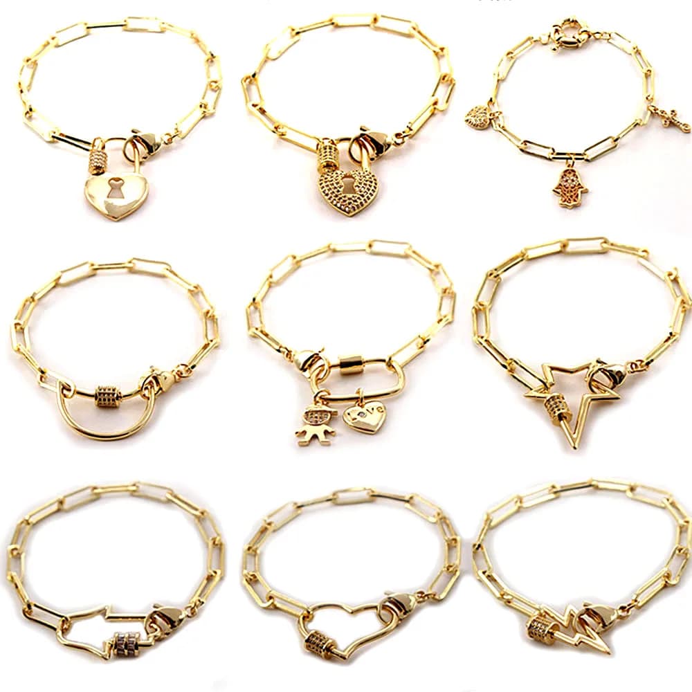 MHS.SUN Fashion Chunky bracciale a catena da donna con zirconi cubici gioielli stella/cuore/blocco Design braccialetti per regalo di natale
