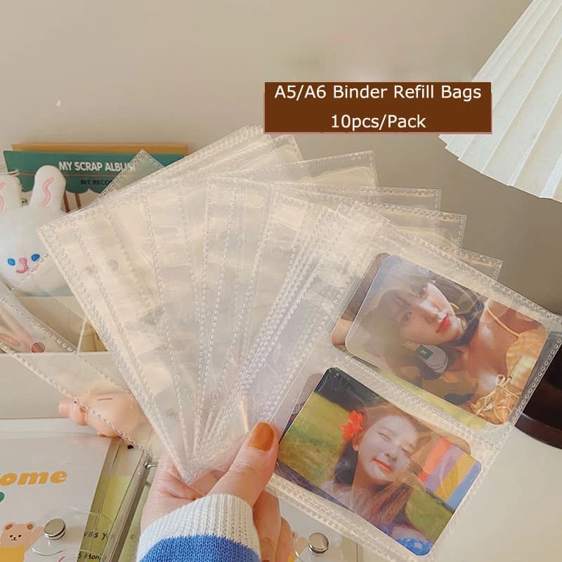 SKYSONIC 10 pz A5 A6 PP/PVC Raccoglitore Maniche Per La Stoccaggio Cartoline Borsa Album Libro Foglio Notebook Pagine di Ricarica Scuola di Cancelleria