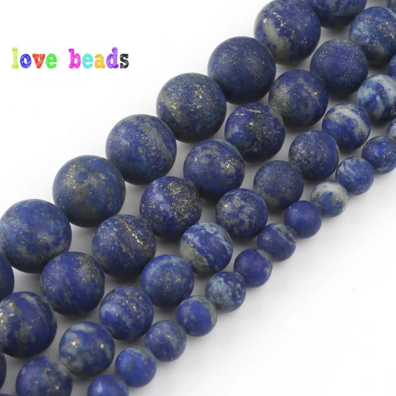 AAA Natural Lapis Lazuli Stone Beads Dull Polish Matte Stone Round Bead Jewelry Making Necklace DIY Bracelet 15'''Strand