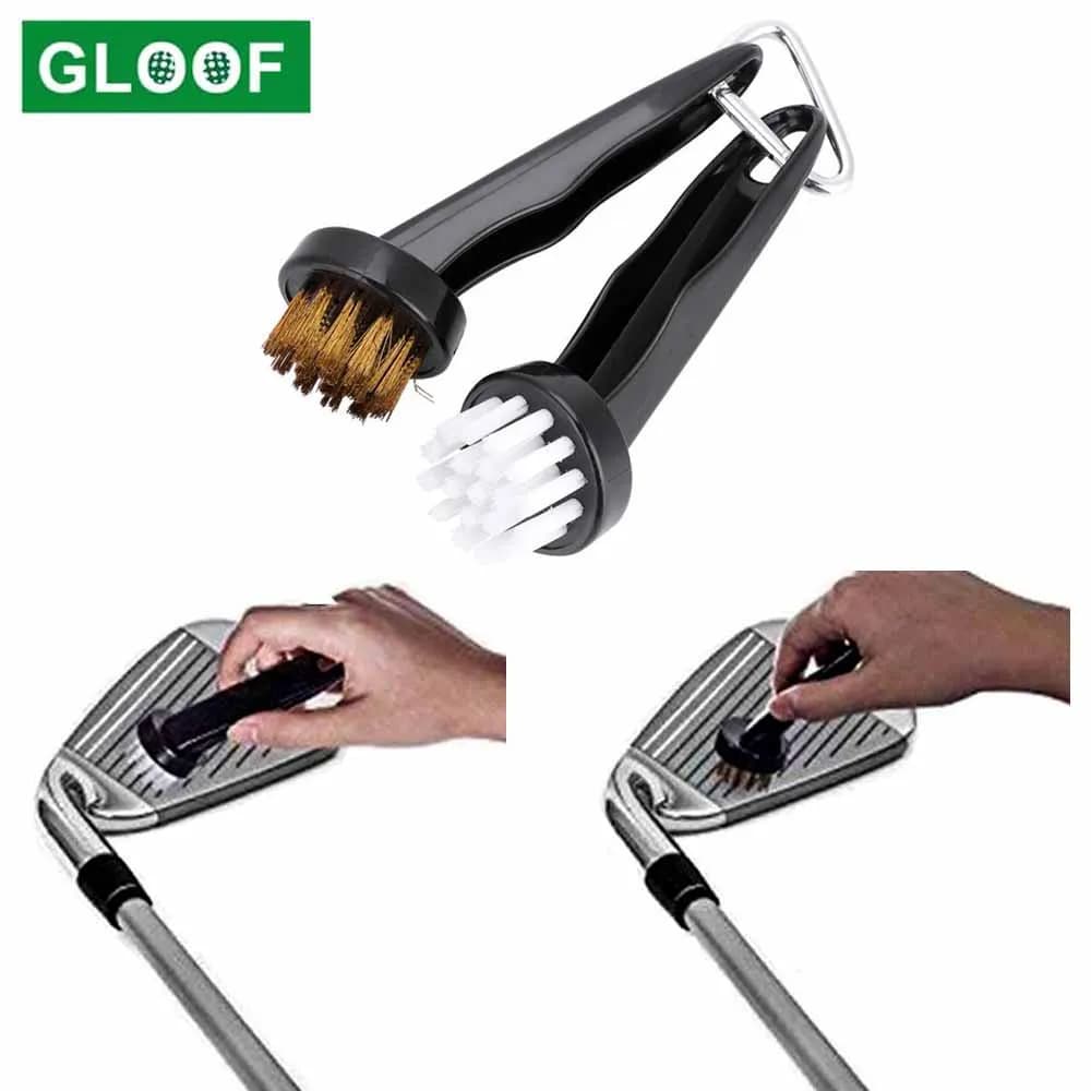 GLOOF Spazzole portatili per mazze da golf Kit puliti a testa tonda per ferri da golf Putter Tacchetti per scarpe