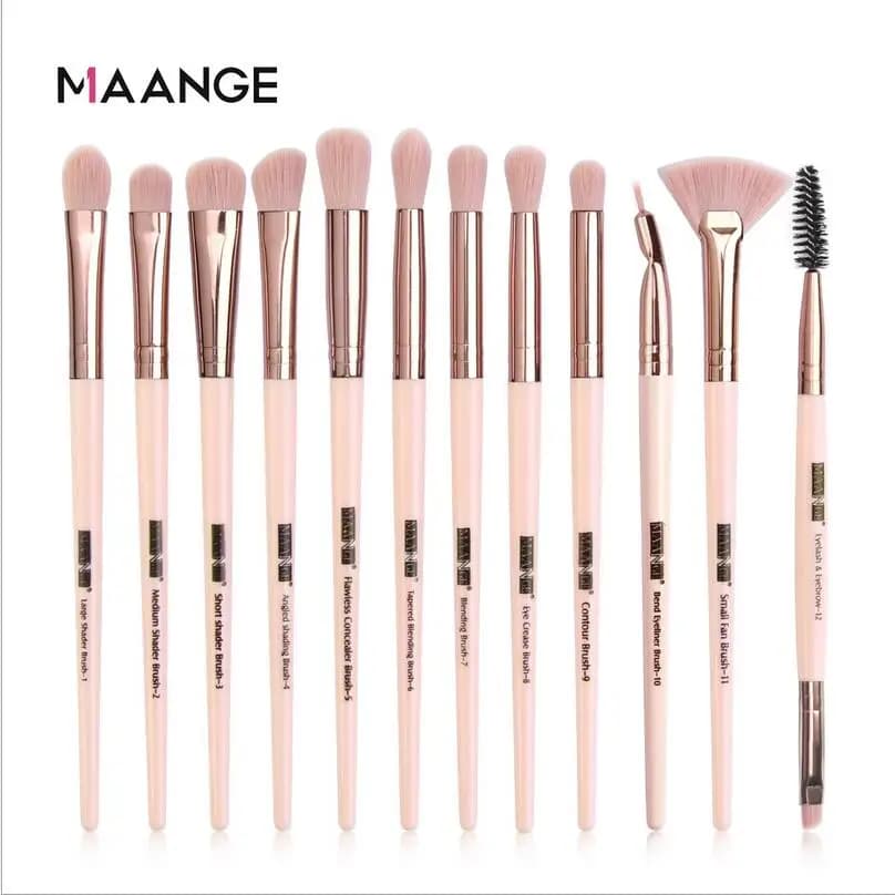 12 pz/lotto Pennelli Per Trucco Set Ombretto Miscelazione Eyeliner Ciglia Pennelli Per Sopracciglia Per Il Trucco Portatile Pennello Per Gli Occhi Set T0582