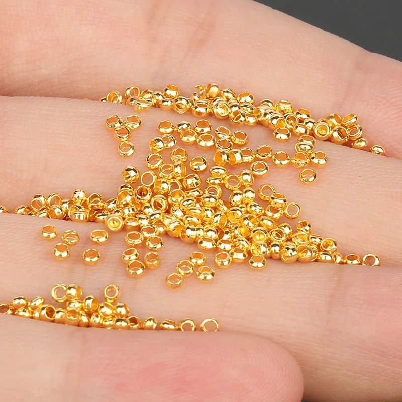 1000pcs Gold Plated Copper Beads Crimp End Beads Stopper Spacer Beads For Bracelet Necklace Jewelry Making Diy Accessories