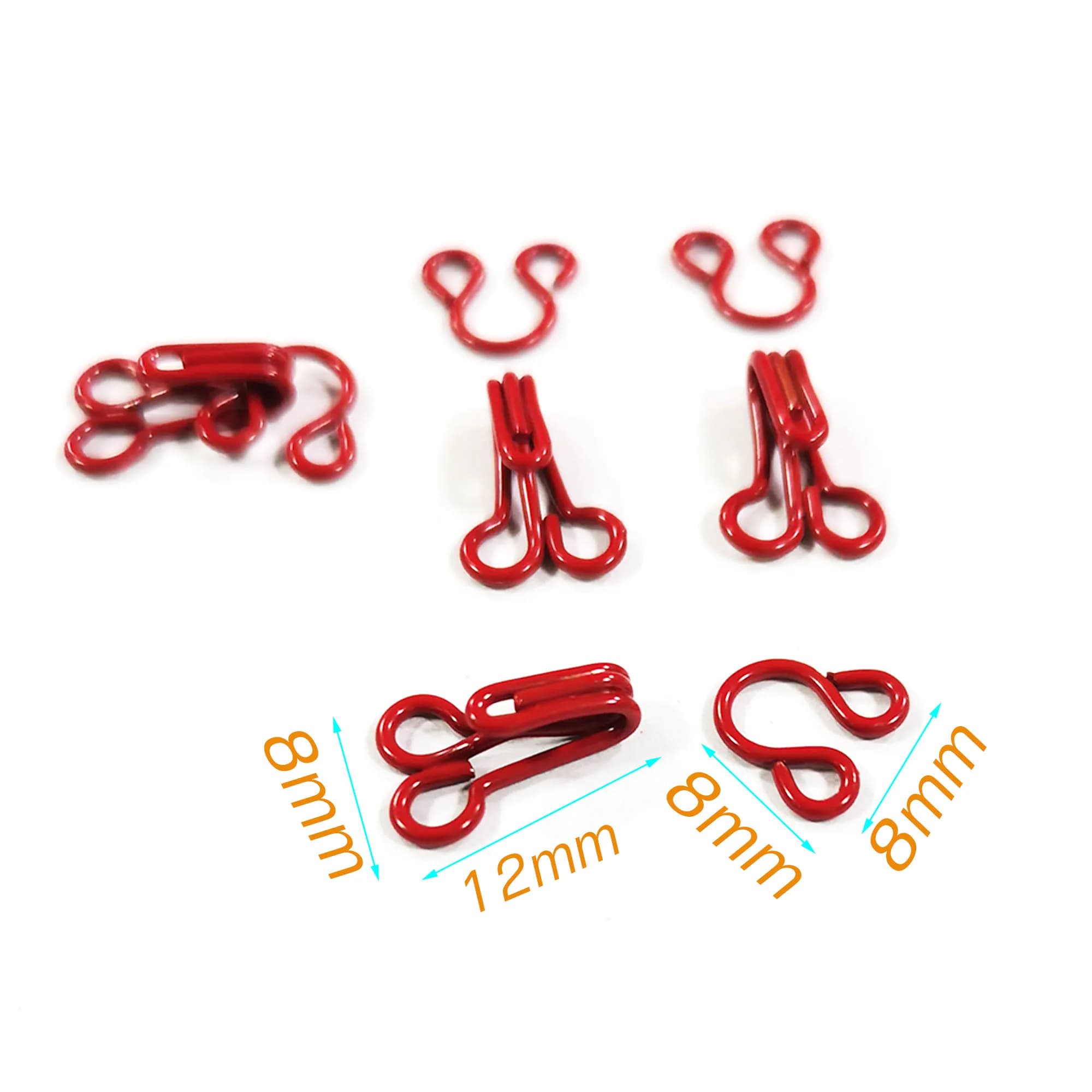 50 set Gancio rosso Chiusura a occhiello Gancio e chiusura a occhiello Gancio per abbigliamento Gancio per cucire Set di ganci e occhielli in rame Gancio e occhiello