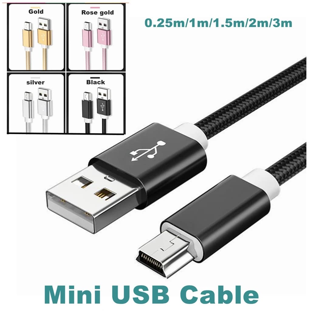 3M 1M 0.25M Mini USB 5 pin Cavo Mini USB a USB Caricatore dati veloce Cavo corto per lettore MP3 MP4 Auto DVR GPS Fotocamera digitale HDD