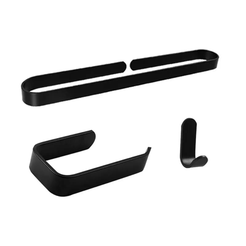 Portasciugamani da bagno in alluminio Space Black Barrette di carta in rotolo Set di anelli per asciugamani Accessori hardware senza chiodi