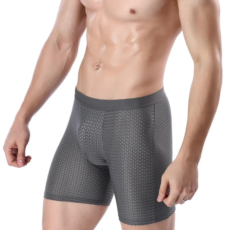 Confezione da 4 pantaloncini da uomo in seta di ghiaccio Comfort mutande traspiranti Mesh gamba lunga slip intimo in viscosa per pantaloni da uomo intimo regalo