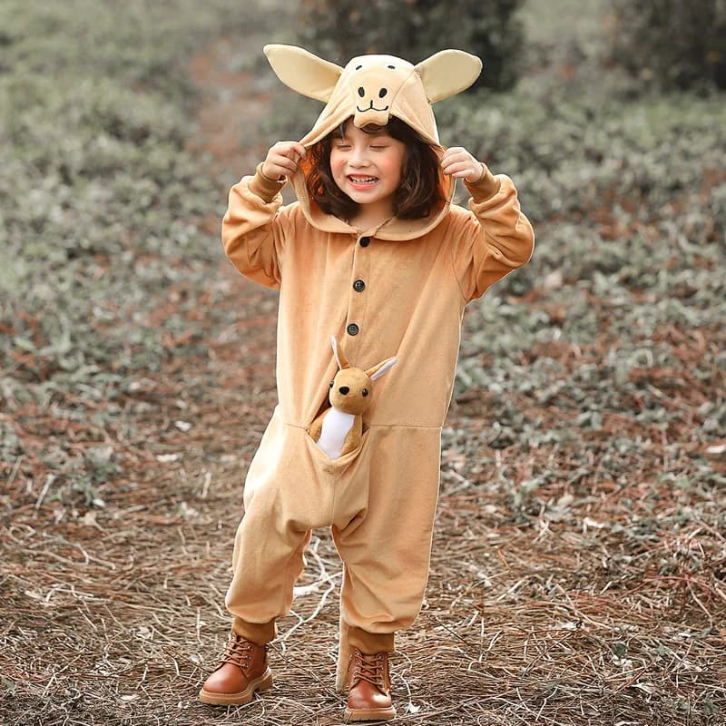 Umorden Costumi di Halloween per ragazze Bellissimo costume da canguro Bambini Pigiama per bambini Indumenti da notte Festa a tema animale Vestito operato